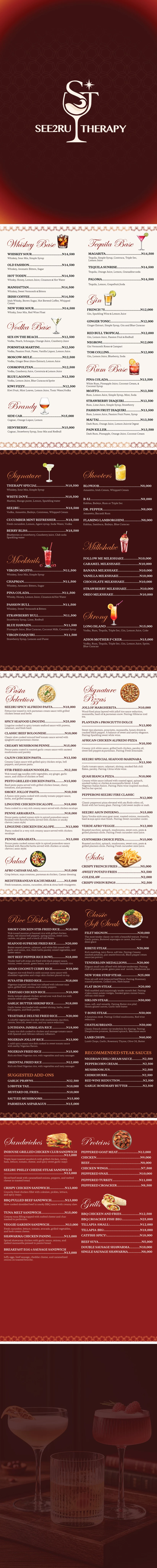 See2ru Rooftop Menu